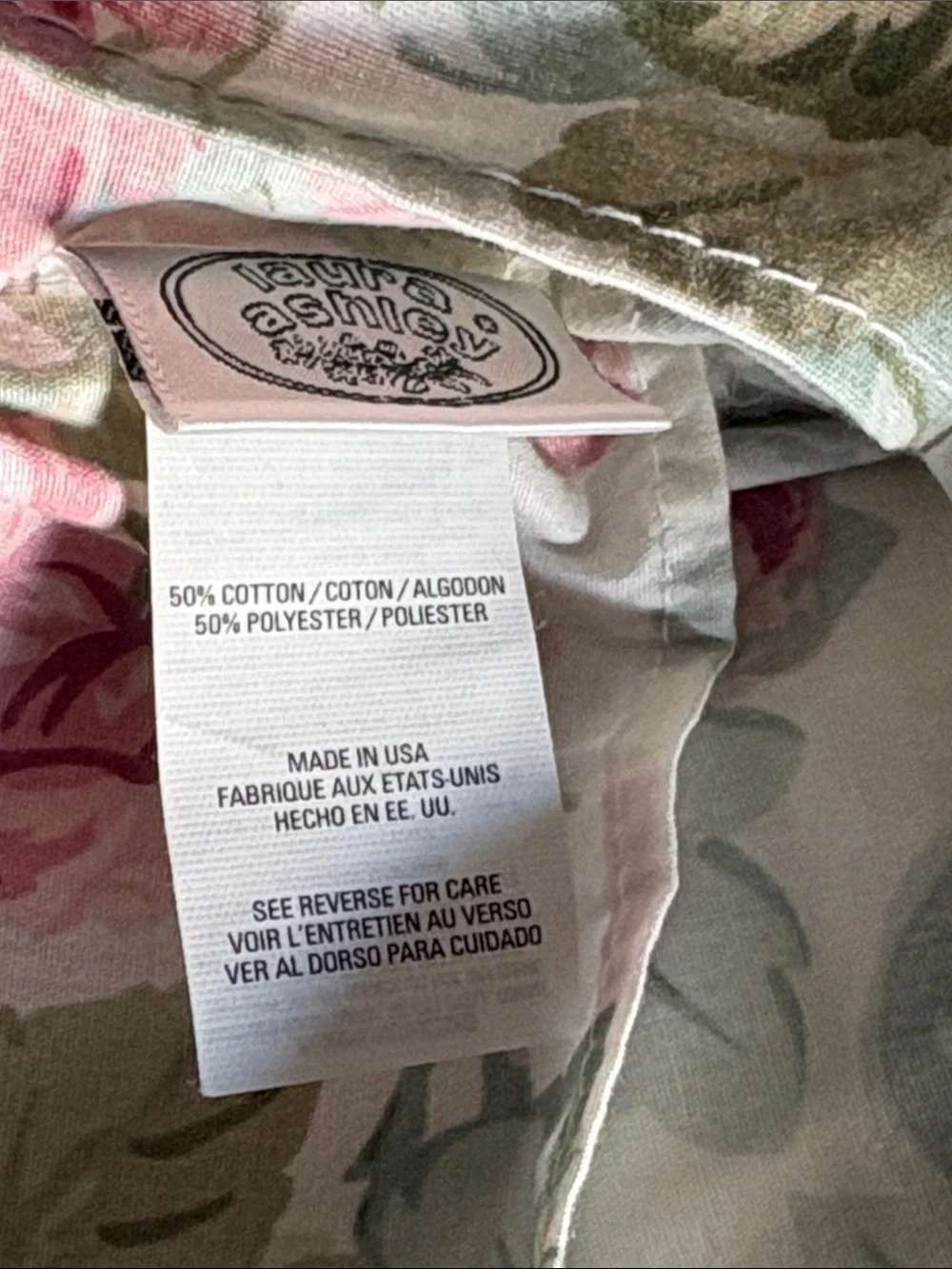 🟪 Laura Ashley pink green rose pattern KING SHAMS VINTAGE